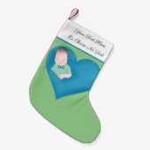 Petite Chaussette De Noël Texte personnalisé | Bébé dormant Garçon Amour Ble (Devant (Accrochage))