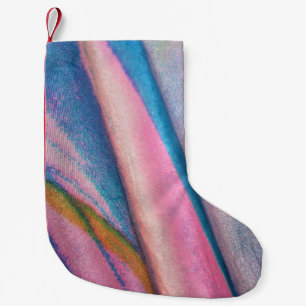 Petite Chaussette De Noël textile bleu rose
