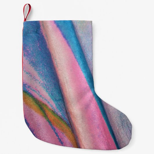 Petite Chaussette De Noël textile bleu rose (Devant)