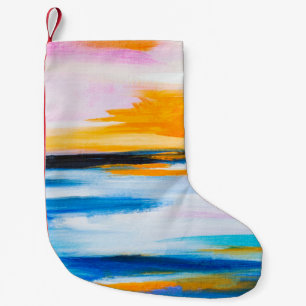 Petite Chaussette De Noël texture Abstraite de l'huile, coucher du soleil pe
