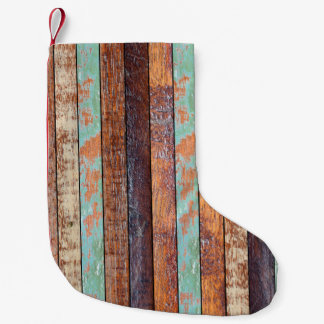 Petite Chaussette De Noël texture arrière - plan en bois vertical vieilli