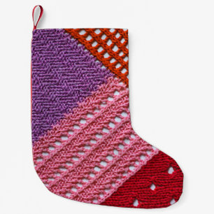 Petite Chaussette De Noël Texture colorée Abstraite tricotée par rayons.Knit
