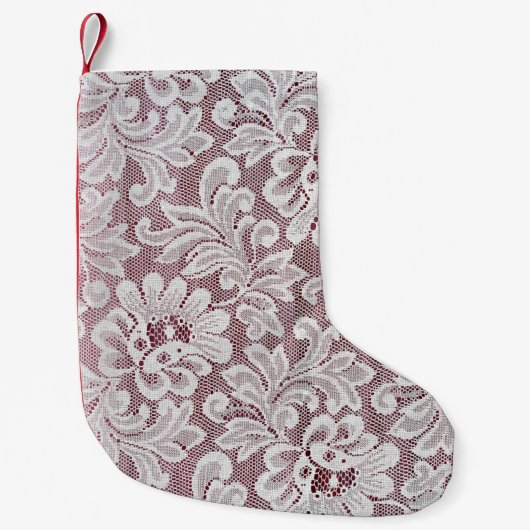 Petite Chaussette De Noël Texture de dentelle d'élégance blanche avec bea sa (Devant)