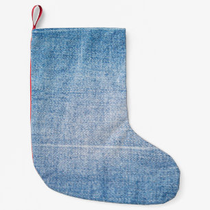 Petite Chaussette De Noël Texture des jeans en denim bleu