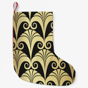 Petite Chaussette De Noël Texture dorée et brillante. Géomet d'art déco vint