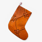Petite Chaussette De Noël Texture en cuir. (Devant (Accrochage))