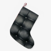 Petite Chaussette De Noël Texture en Cuir Boutonné Luxe (Devant (Accrochage))