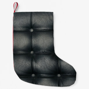 Petite Chaussette De Noël Texture en Cuir Boutonné Luxe