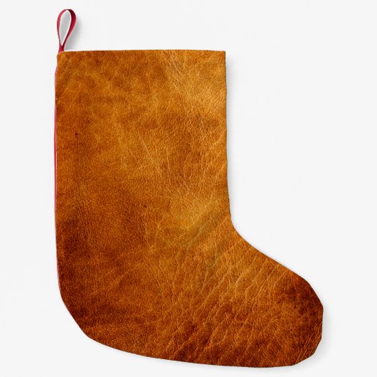 Petite Chaussette De Noël texture en cuir Brown (Devant)