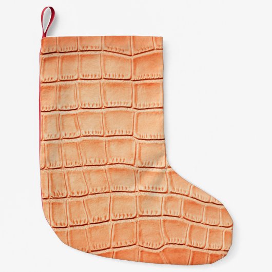 Petite Chaussette De Noël Texture en cuir de crocodile brun clair (Devant)