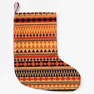 Petite Chaussette De Noël Texture tribale : motif rayures vintages.