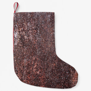 Petite Chaussette De Noël Texture vintage métallique avec rayures et craquel