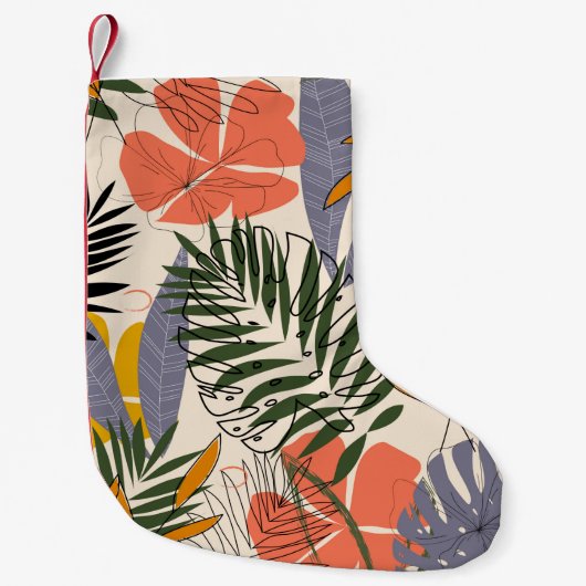 Petite Chaussette De Noël The original pattern with tropical leaves and plan (Devant)