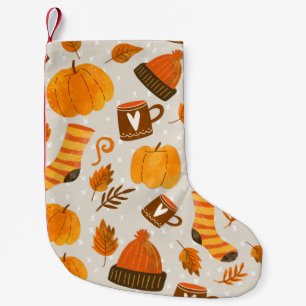 Petite Chaussette De Noël Thème d'automne Carrelage Motif transparent