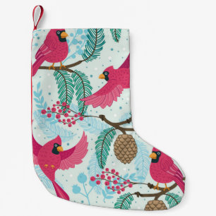 Petite Chaussette De Noël Thème d'hiver : Motif du cardinal rouge.