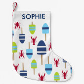 Petite Chaussette De Noël Thème nautique Bouée et homard monogrammée (Devant)