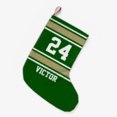 Petite Chaussette De Noël Thème sportif vert et or (Devant (Accrochage))
