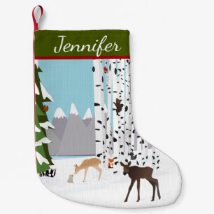 Petite Chaussette De Noël Thème Woodland Stockage personnalisé