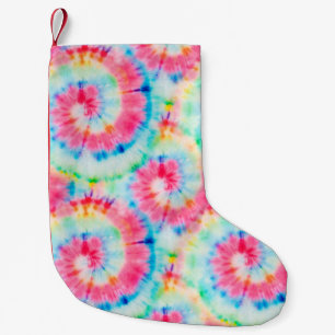 Petite Chaussette De Noël Tie Dye Spiral. Belle Aquarelle Dirty Art. Sw