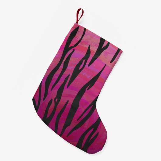 Petite Chaussette De Noël Tiger rose chaud et noir (Devant (Accrochage))