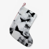 Petite Chaussette De Noël Toile peinte abstraite noir blanc. (Devant (Accrochage))