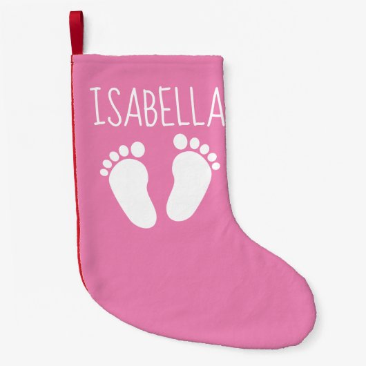 Petite Chaussette De Noël Toison de bébé mignonne et rose 1er bas de Noël (Devant)