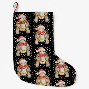 Petite Chaussette De Noël Tortue de Noël Chapeau de Père Noël Café Hiver Nei