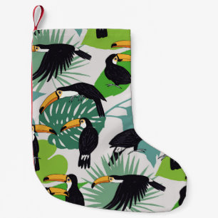 Petite Chaussette De Noël Toucan Bird : Palm Feuille Motif