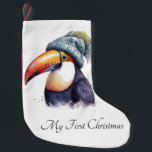 Petite Chaussette De Noël Toucan Winter Vibes, personnalisation<br><div class="desc">Accrochez une touche unique et personnalisée de joie de vacances par la cheminée avec notre réserve de Noël personnalisable "Toucan Winter Vibes"! Cette réserve festive présente un design dynamique d'un toucan fantaisiste vêtu d'un casquette d'hiver confortable, apportant un parfait mélange de chaleur tropicale et d'esprit festif à votre mantel. Le...</div>