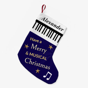 Petite Chaussette De Noël Touches de piano Bleu marine Musique Amour Persona