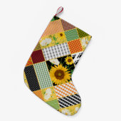 Petite Chaussette De Noël Tournesol Chamomile, Patchwork Aquarelle. (Devant (Accrochage))