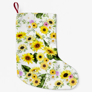 Petite Chaussette De Noël Tournesol d'aquarelle 7