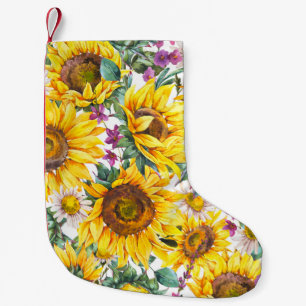 Petite Chaussette De Noël Tournesol Vintage : Fleur Jaune Été.