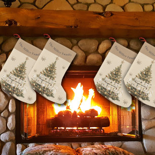 Petite Chaussette De Noël Traditionnel Joyeux Noël Antique Or Personnalisé