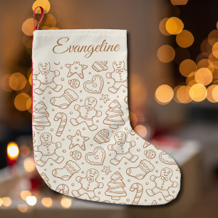 Petite Chaussette De Noël Traditionnel Mignon Noël Vintage Nom Beige