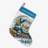 Petite Chaussette De Noël Train de Noël festif ajouter un nom (Devant (Accrochage))