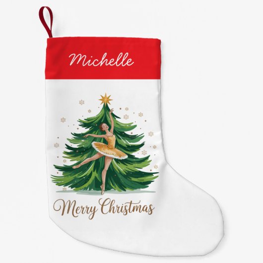 Petite Chaussette De Noël Trendy Personalized Ballerina Christmas Tree  (Devant)