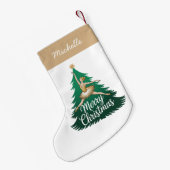 Petite Chaussette De Noël Trendy Personalized Ballerina Christmas Tree Gold (Dos (Accrochage))