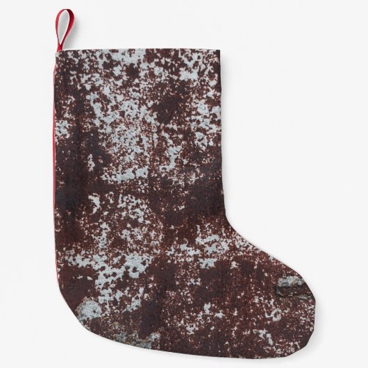 Petite Chaussette De Noël Très vieux fer rouillé. Surface métallique texturé (Devant)