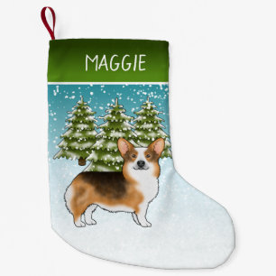Petite Chaussette De Noël Tri Pembroke Corgi à tête rouge Noël d'hiver