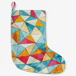 Petite Chaussette De Noël Triangles de couleur : Grunge Motif Vintage