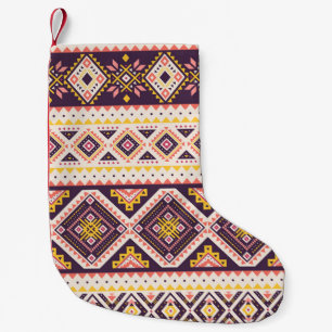 Petite Chaussette De Noël Tribal Aztec rayé, motif géométrique.
