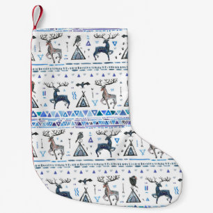 Petite Chaussette De Noël Tribal ethnique sans couture motif avec animaux et