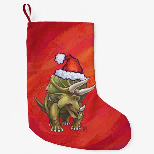 Petite Chaussette De Noël Tricératops Noël En Rouge (Devant)