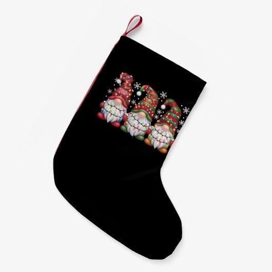 Petite Chaussette De Noël Trois Buffles Gnomes Plaid Red Christmas (Devant (Accrochage))