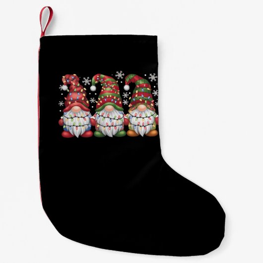 Petite Chaussette De Noël Trois Buffles Gnomes Plaid Red Christmas (Devant)