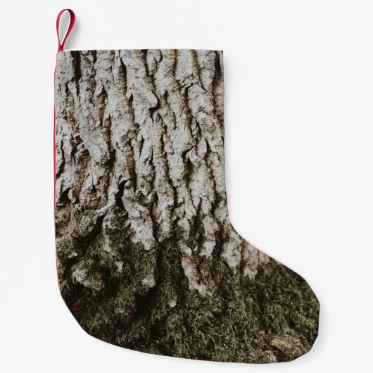 Petite Chaussette De Noël Tronc d'arbre gris (Devant)