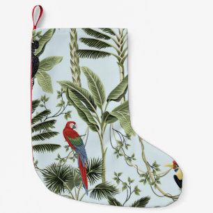Petite Chaussette De Noël Tropical vintage palm trees, liana, macaw parrot,