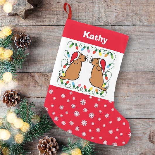 Petite Chaussette De Noël Twin Fox Red Labrador Santas