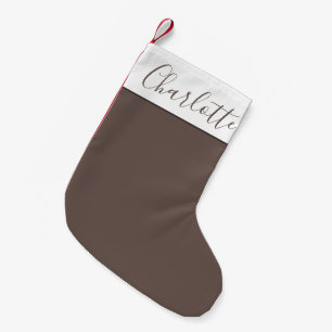 Petite Chaussette De Noël Typographie de script élégant Marron Café Nom pers